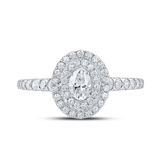 14K White Gold Oval Diamond Halo Bridal Wedding Engagement Ring 1ctw, Womens Size: 5-10