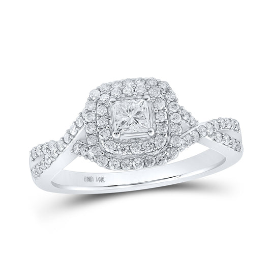 14kt White Gold 3/4ctw Diamond Ana M 1/4ct-cpr Engagement Double Halo