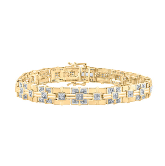 10K Yellow Gold Mens Round Diamond Link Bracelet 5/8 Cttw