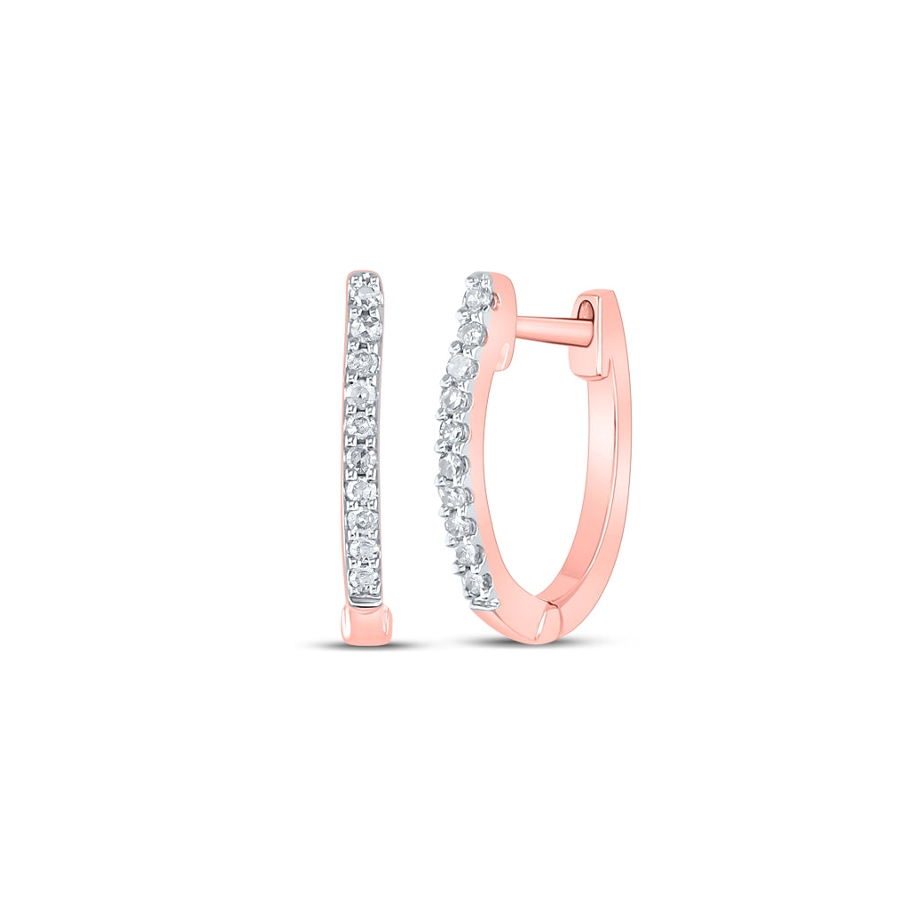 10K Yellow Or White Or Rose Gold Womens Round Diamond Hoop Earrings