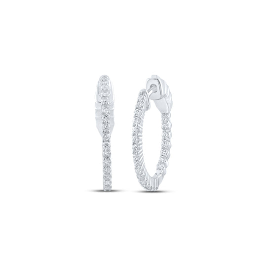 10kt White Gold 1/2ctw Diamond Nk Hoop Earring