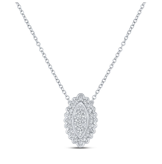 10K Yellow Or White Or Rose Gold Womens Round Diamond Vertical Oval Necklace