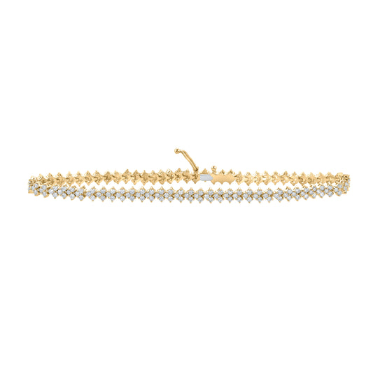 10K Yellow Gold Womens Round Diamond Fashion Bracelet 2-1/2 Cttw