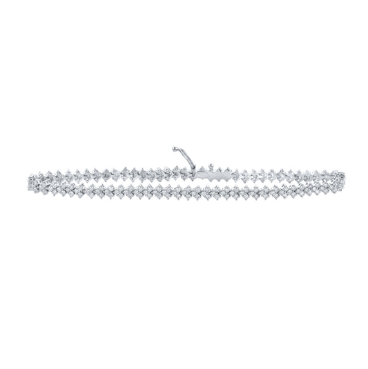 10K White Gold Womens Round Diamond Fashion Bracelet 2-1/2 Cttw