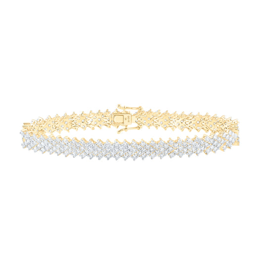 10K Yellow Gold Womens Round Diamond Fashion Bracelet 7-3/8 Cttw