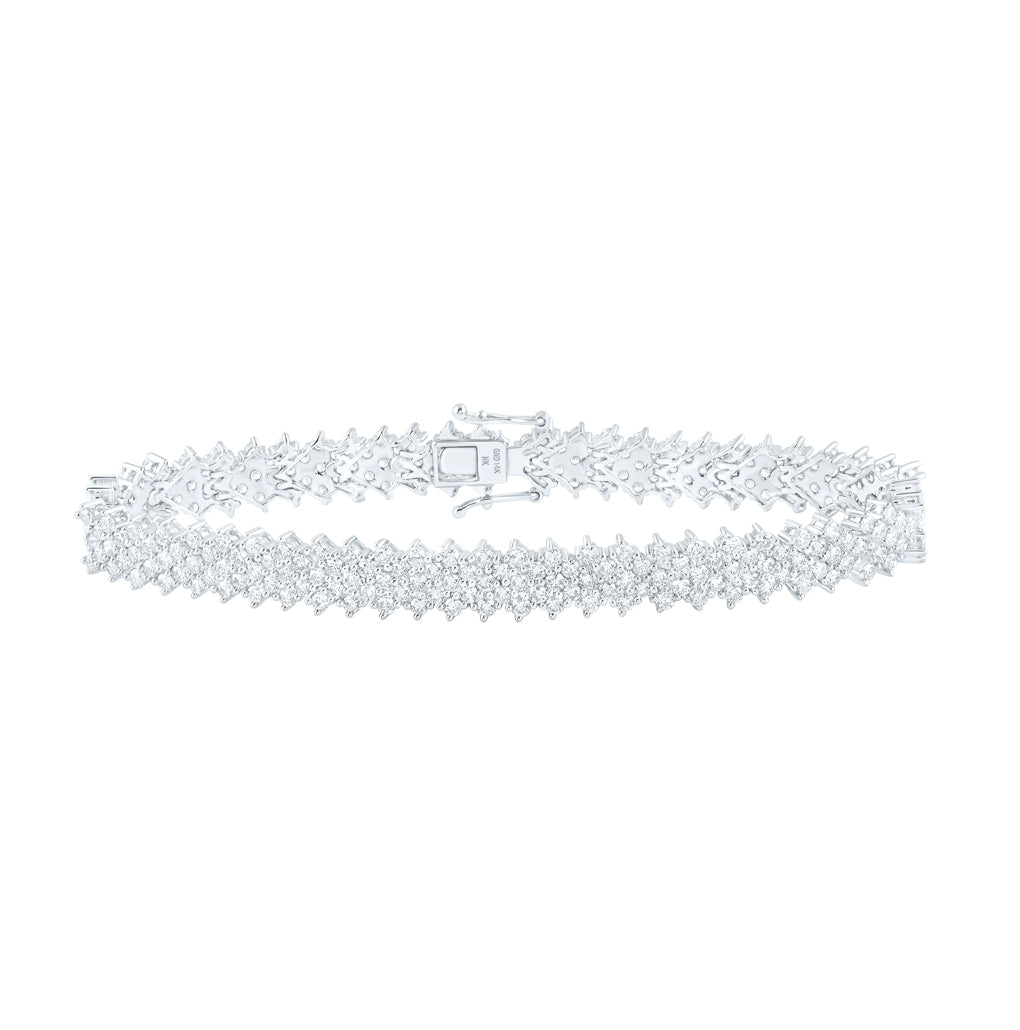 10K White Gold Womens Round Diamond Fashion Bracelet 7 Cttw