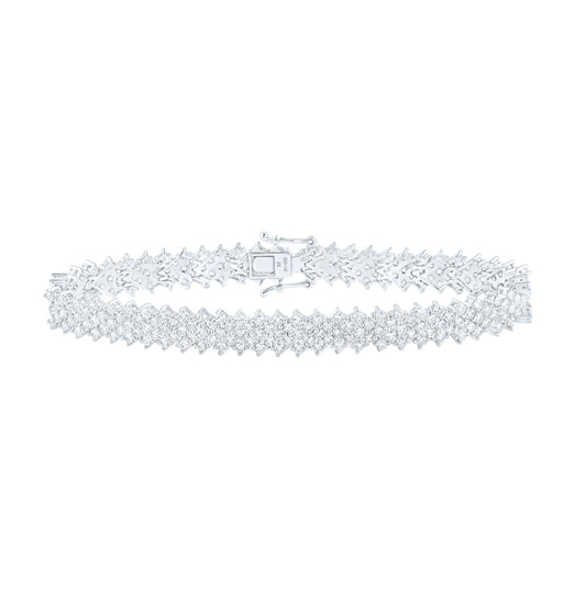 10K White Gold Womens Round Diamond Fashion Bracelet 7 Cttw