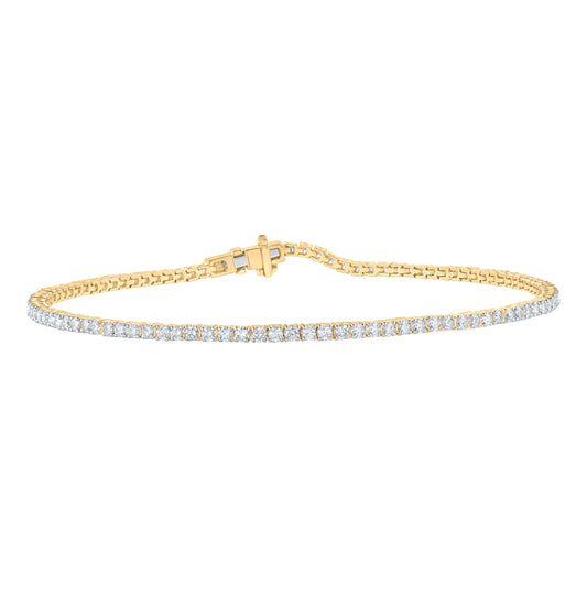 10K White Or Yellow Gold Womens Round Diamond Fashion Bracelet