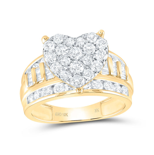 10K Yellow Or White Or Rose Gold Round Diamond Heart Bridal Wedding Engagement Ring , Womens Size: 5-10