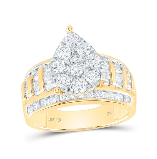 10K Yellow Or White Or Rose Gold Round Diamond Teardrop Bridal Wedding Engagement Ring , Womens Size: 5-10