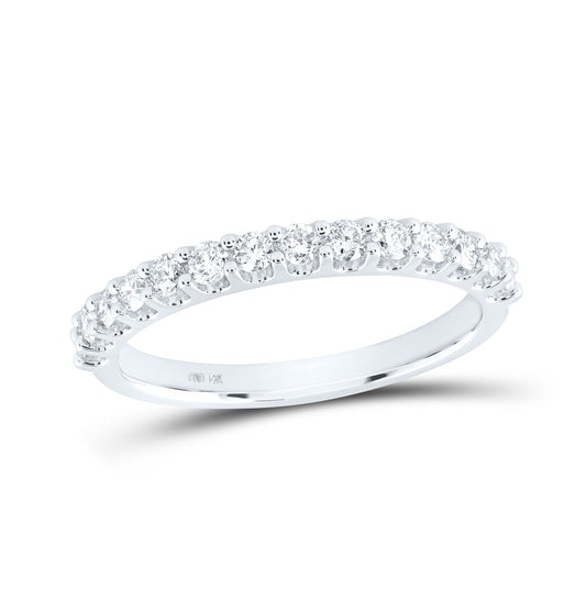 14K White Gold Womens Round Dia. Wedding Single Row Band 0.17 ctw, Women's Size: 5-10