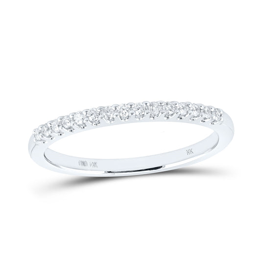 14K White Gold Womens Round Diamond Wedding Single Row Band 1/2ctw, Women's Size: 5-10