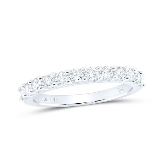 14K White Gold Womens Round Diamond Wedding Single Row Band 3/4 Cttw, Womens Size: 5-10