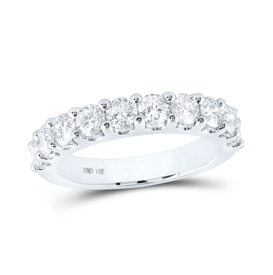 14K White Gold Womens Round Diamond Wedding Band 1-1/2 Cttw, Womens Size: 5-10