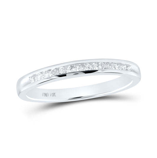 14K White Gold Womens Round Diamond Wedding Single Channel Band 1/6 Cttw, Womens Size: 5-10