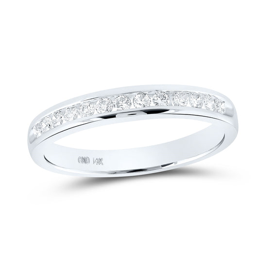 14K White Gold Womens Round Diamond Wedding Single Channel Band 1/4 Cttw, Womens Size: 5-10