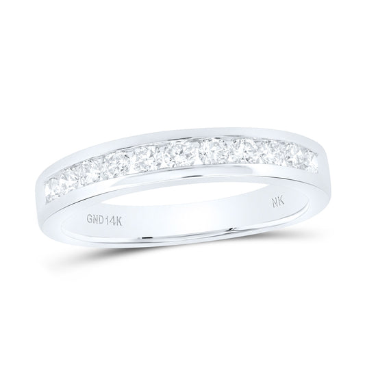 14K White Gold Womens Round Diamond Single Channel Band Ring 1/2 Cttw, Womens Size: 5-10
