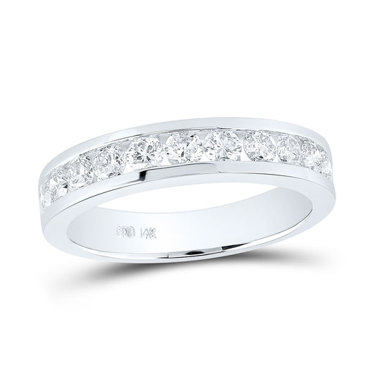 14K White Gold Womens Round Diamond Wedding Single Row Band 3/4ctw, Women's Size: 5-10