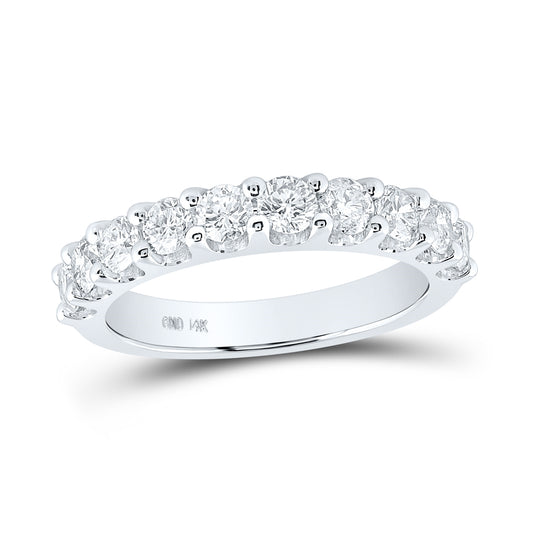 14K White Gold Womens Round Diamond Wedding Band 1-1/4 Cttw, Womens Size: 5-10