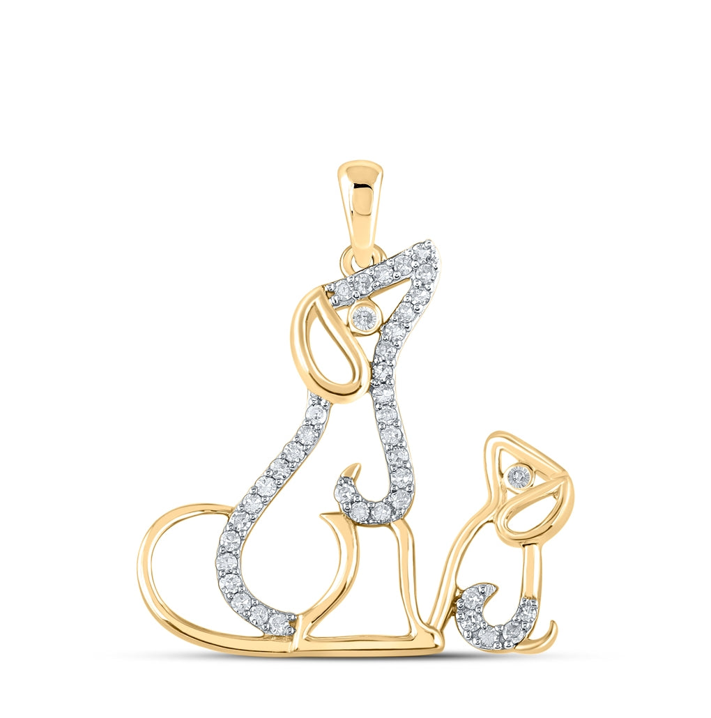 10K Yellow Or Rose Gold Womens Round Diamond Dog Puppy Animal Pendant