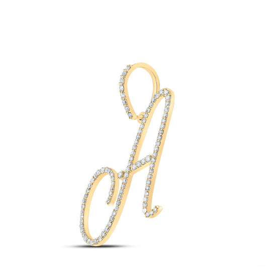 10K White Or Yellow Gold Womens Round Diamond A Initial Letter Pendant