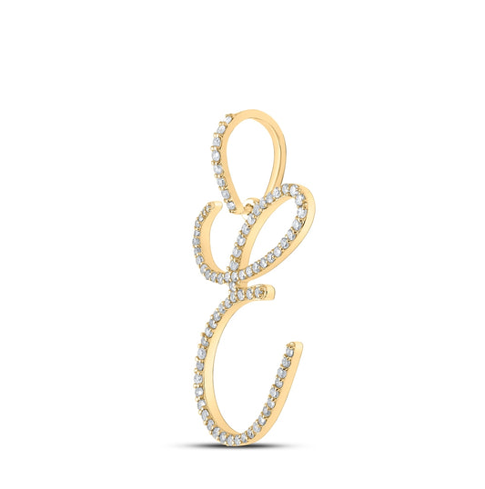 10K White Or Yellow Gold Womens Round Diamond E Initial Letter Pendant