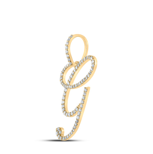 10K Yellow Gold Womens Round Diamond G Initial Letter Pendant 1/2 Cttw, Length: 1.18 In, Width: 1.22 In