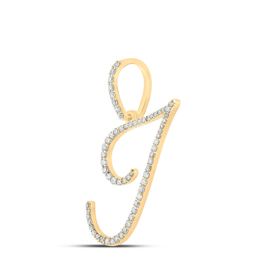 10K White Or Yellow Gold Womens Round Diamond I Initial Letter Pendant