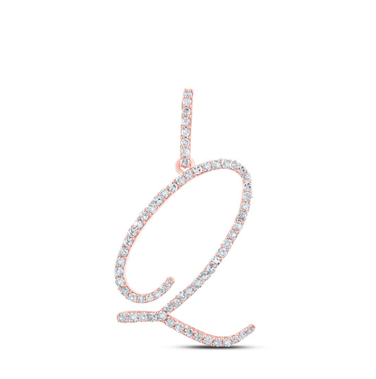 10kt Rose Gold 1/2ctw Diamond P1 Initial "q" Gift Pendant