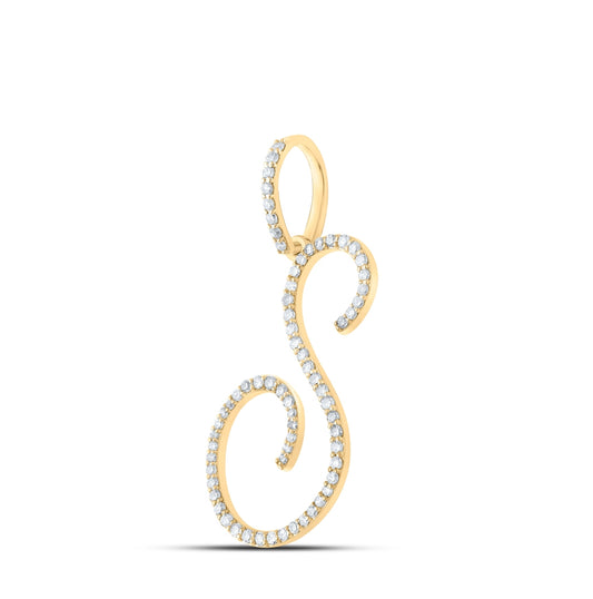 10K White Or Yellow Gold Womens Round Diamond S Initial Letter Pendant