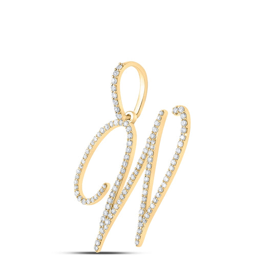10K Yellow Or White Or Rose Gold Womens Round Diamond W Initial Letter Pendant