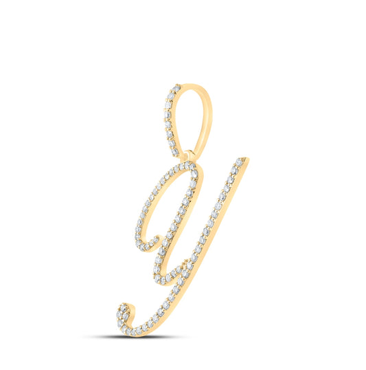 10K White Or Yellow Gold Womens Round Diamond Y Initial Letter Pendant