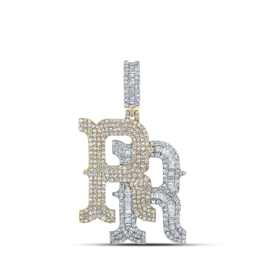 10kt Yellow Gold 3 Ctw Diamond Nk Initial "rr" Mens Pendant