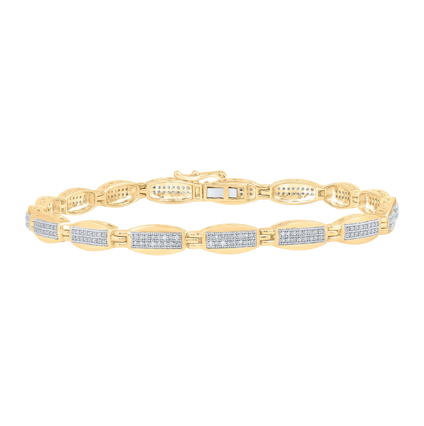 10K Yellow Gold Mens Round Diamond Link Bracelet 3/4ctw