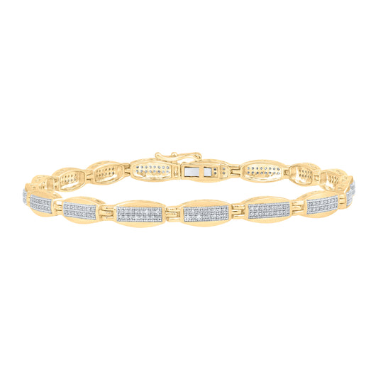 10K Yellow Gold Mens Round Diamond Link Bracelet 3/4ctw