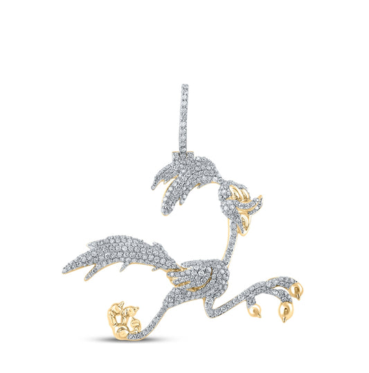 10kt Yellow Gold 3 1/3ctw Diamond Nk Road Runner Cartoon Mens Charm