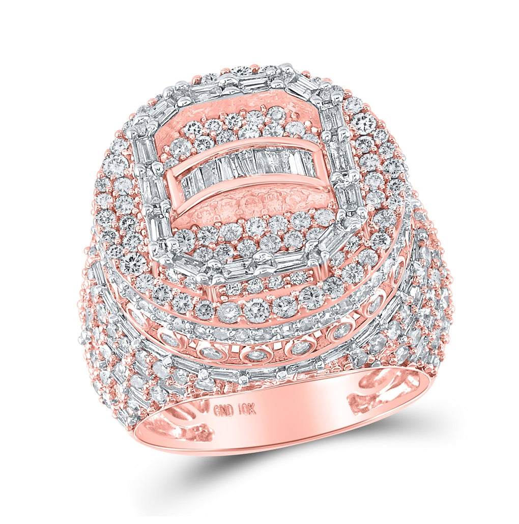 10K Yellow Or White Or Rose Gold Mens Round Diamond Statement Circle Ring 5-1/4 Cttw, Mens Size: 7-13