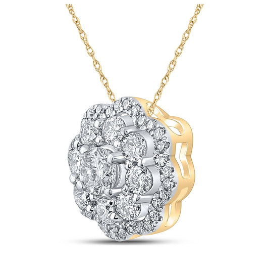 10kt Yellow Gold 1/2ctw Diamond Nk Flower Pendant