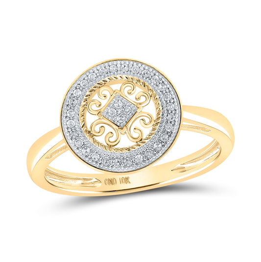 10K Yellow Gold Womens Round Diamond Circle Ring 1/10 Cttw, Womens Size: 5-10
