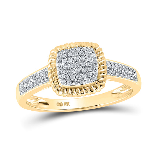 10K White Or Yellow Gold Womens Round Diamond Square Ring , Womens Size: 5-10