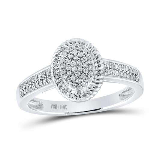 10K White Gold Womens Round Diamond Oval Ring 1/5 Cttw, Womens Size: 5-10