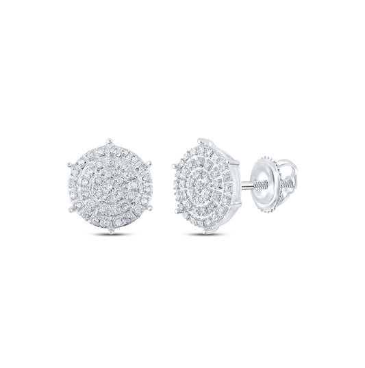 10K White Or Yellow Gold Womens Round Diamond Cluster Earrings