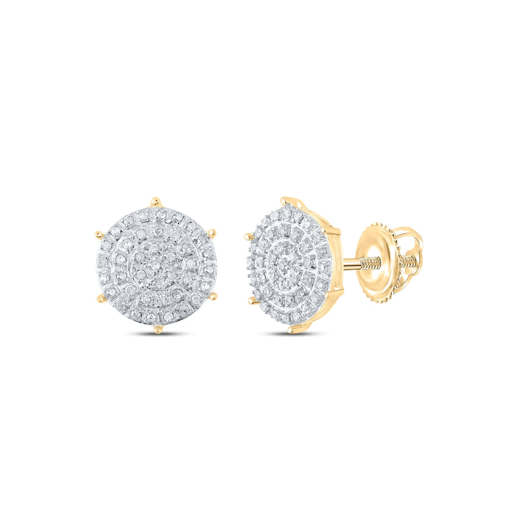 10K White Or Yellow Gold Womens Round Diamond Cluster Earrings