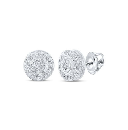 10K White Or Yellow Gold Womens Round Diamond Cluster Earrings