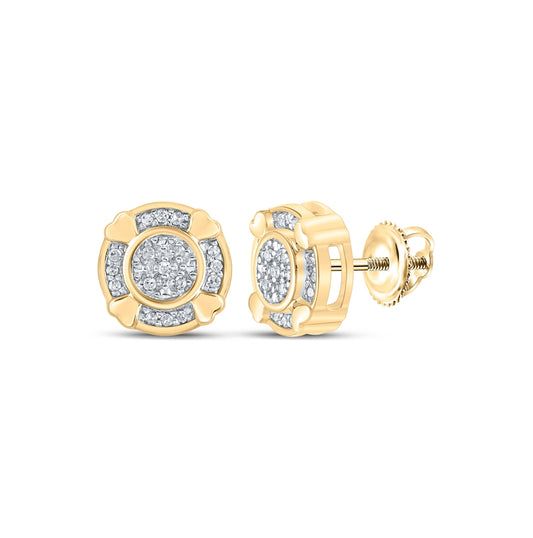 10K Yellow Or White Or Rose Gold Womens Round Diamond Circle Earrings