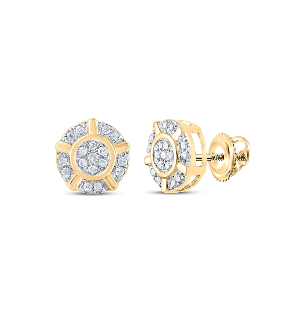 10K Yellow Or White Or Rose Gold Womens Round Diamond Cluster Earrings