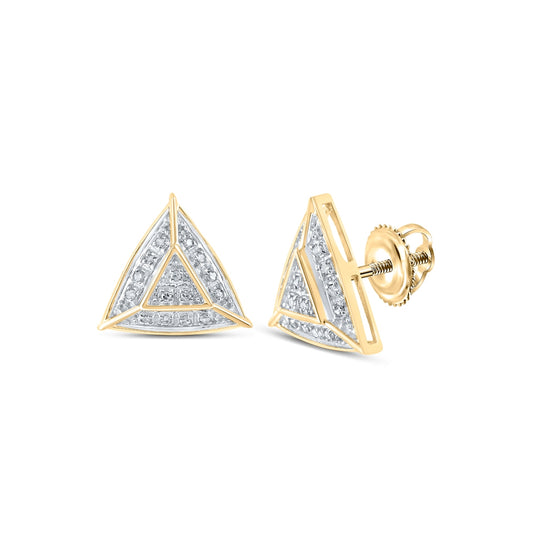 10K Yellow Or White Or Rose Gold Womens Round Diamond Triangle Earrings
