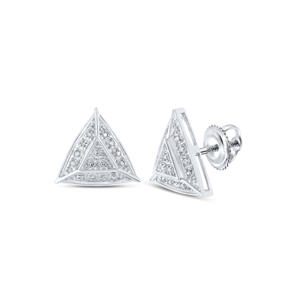 10K Yellow Or White Or Rose Gold Womens Round Diamond Triangle Earrings
