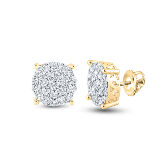 10K White Or Yellow Gold Womens Round Diamond Cluster Earrings