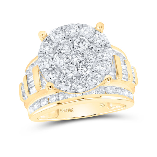 10K Yellow Or White Or Rose Gold Round Diamond Cluster Bridal Wedding Engagement Ring , Womens Size: 5-10